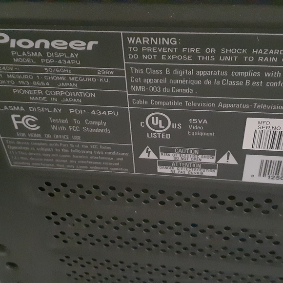 Pioneer pdp-434pu plasma tv complete - Picture 2 of 2